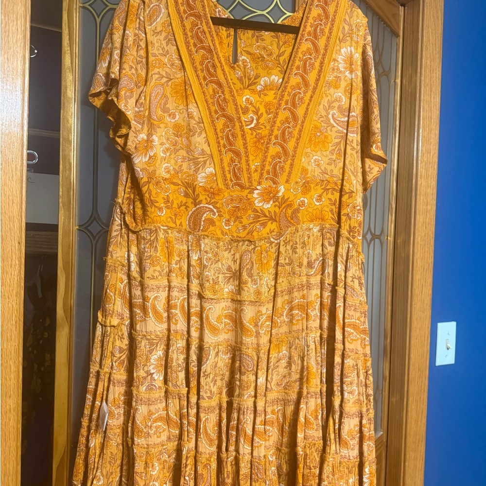 Bohemian Orange Paisley Dress